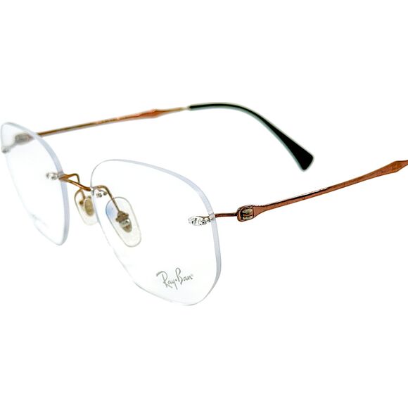 Ray Ban RB8754 Womens Metal Rimless Eyeglass Frame 1131 Light Brown 50-17 Italy - Picture 2 of 5